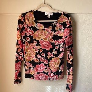 Vintage Casual Corner Annex floral mesh long sleeve top